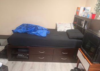 Twin bed frame with the drawers