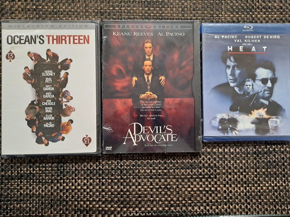 Al Pacino Movie Lot Devils Advocate/oceans 13/heat Blu-ray* (All New Factory Sealed)* 