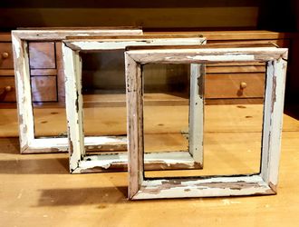 3 Distressed Paint Boxes/Frames/Squares