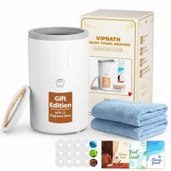 Brand New VIPBATH 20L Luxury Towel Warmer for Bathroom, Dual Heat, 30/60/90 Min Presets, Stainless Steel Interior, Tip-Over Auto Shut-Off, Includes 12