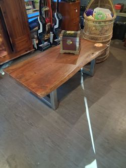 Vintage Slab Coffee Table With Stainless Steel Legs