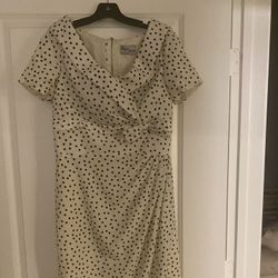 Vintage Beige/black Poke A Dot Formal Dress