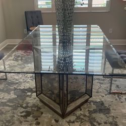 Contemporary Or Modern Glass Top Dining Table 