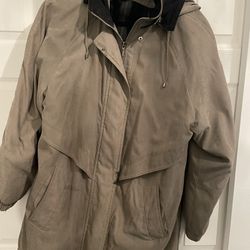 Fleet Street Womens Beige Full Zip Parka Jacket Coat - Size Large