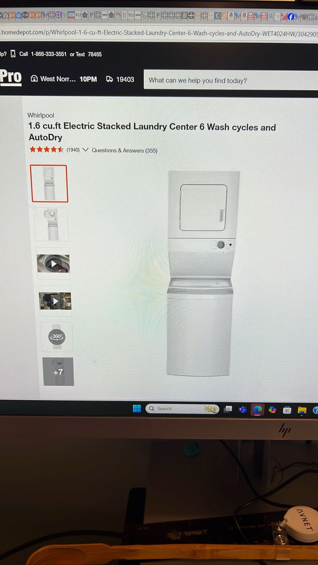 Whirlpool Stacked Laundry Center