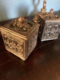 Iron Cast Candle Box Antique 