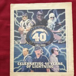 San Diego Chargers 40 Years Union Tribune Insert 7/21/2000 Seau, Fouts, Coryell