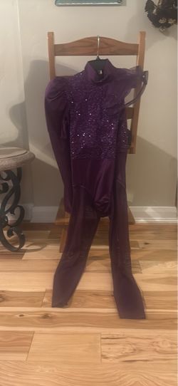 Purple Sequin Dance Costume Jumpsuit