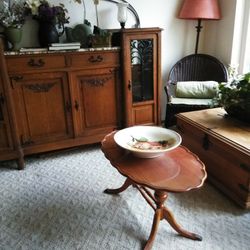 AVAIL! RARE Glistening Scalloped African Ribbon Stripe Light Mahogany Cocktail Table & Glass Insert Top $145 Chic French Blue Arm Chair & MORE BELOW⬇