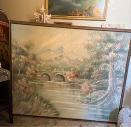 Wooden framed, textured canvas painting