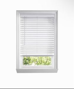 5-White Cordless Faux Wood Blinds for Windows with 2 in. Slats - 36 in. W x 36 in. L (Actual Size 35.5 in. W x 36 in. L)