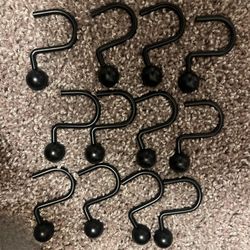 Matte Black Shower Curtain Ball Hooks Set of 12 - Home Everyday Bathroom Decor