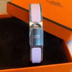 New HERMES Hermes Clic Cadenas Bracelet Rose Dragee SHW PM