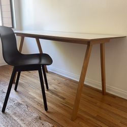 Custom Desk with Oak Legs and Hay Chair