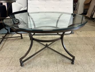 (Pair)Glass Top Metal Coffee & End Table