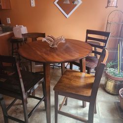 HIGH BOY - Wood Kitchen Tall With 4 Chairs - MOVING SALE PRICE IS FLEXIBLE ALL MUST GO!!