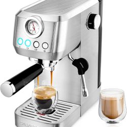CASABREWS Compact Espresso Machine 20 Bar With Milk Frother Steam Wand