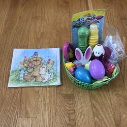 Green Easter Basket with Toys