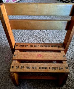 Vintage Children's Wooden Chair Step Stool Combo Sit and Stand