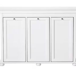 Hampton Harbor 37 in. Triple Tilt-Out Hamper in White