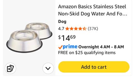 Amazon Basics Stainless Steel Non-Skid Dog Bowls