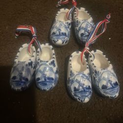 Dutch Hand Painted Porcelain Delft Clogs
