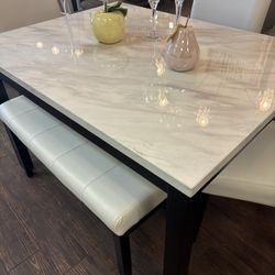 5Pc White Dining Table Set 