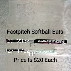 Fastpitch Softball Bats In Excellent Condition (Price Is $20 Each)