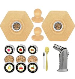 Old-Fashioned Cocktail Smoker Kit, 6 Wood Chips for Whiskey Lovers,Cocktail Smoker Kit for Bourbon, Cocktails, Whiskey, Cheese, Desserts and Meats