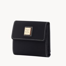 Dooney & Bourke Flap Small Wallet Black Pebble Grain