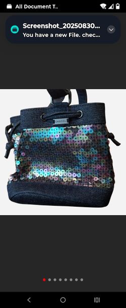 Chanel Sequin Denim Small Drawstring Blue Bucket Bag