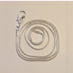 24" 2mm thick Genuine Solid 925 sterling Silver Snake Necklace w/ hook Clasp 925