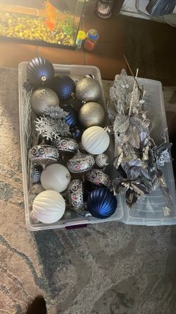 Decoración De Arbolito En Azul Y Plata