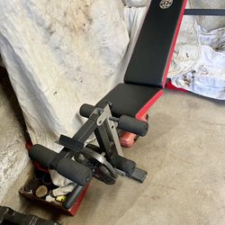 Weight Bench / Barbell / Tricep Bar Set.!.
