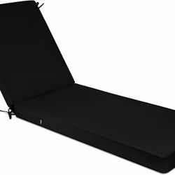 Outdoor Chaise Lounge Chair Cushion Waterproof Non Slip Removable Cover - Black - 72”L x 21”W x 3”H