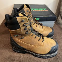 HYTEST 24041 FootRests Rival, Men's, Brown, Nano Toe, EH, Mt, WP/Insulated, 8 Inch Work Boot Size 10