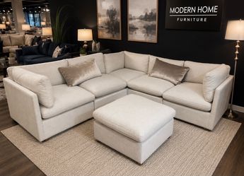 L-Shaped Sectional Sofa with Ottoman