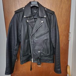 Real Leather Biker Jacket Size S 