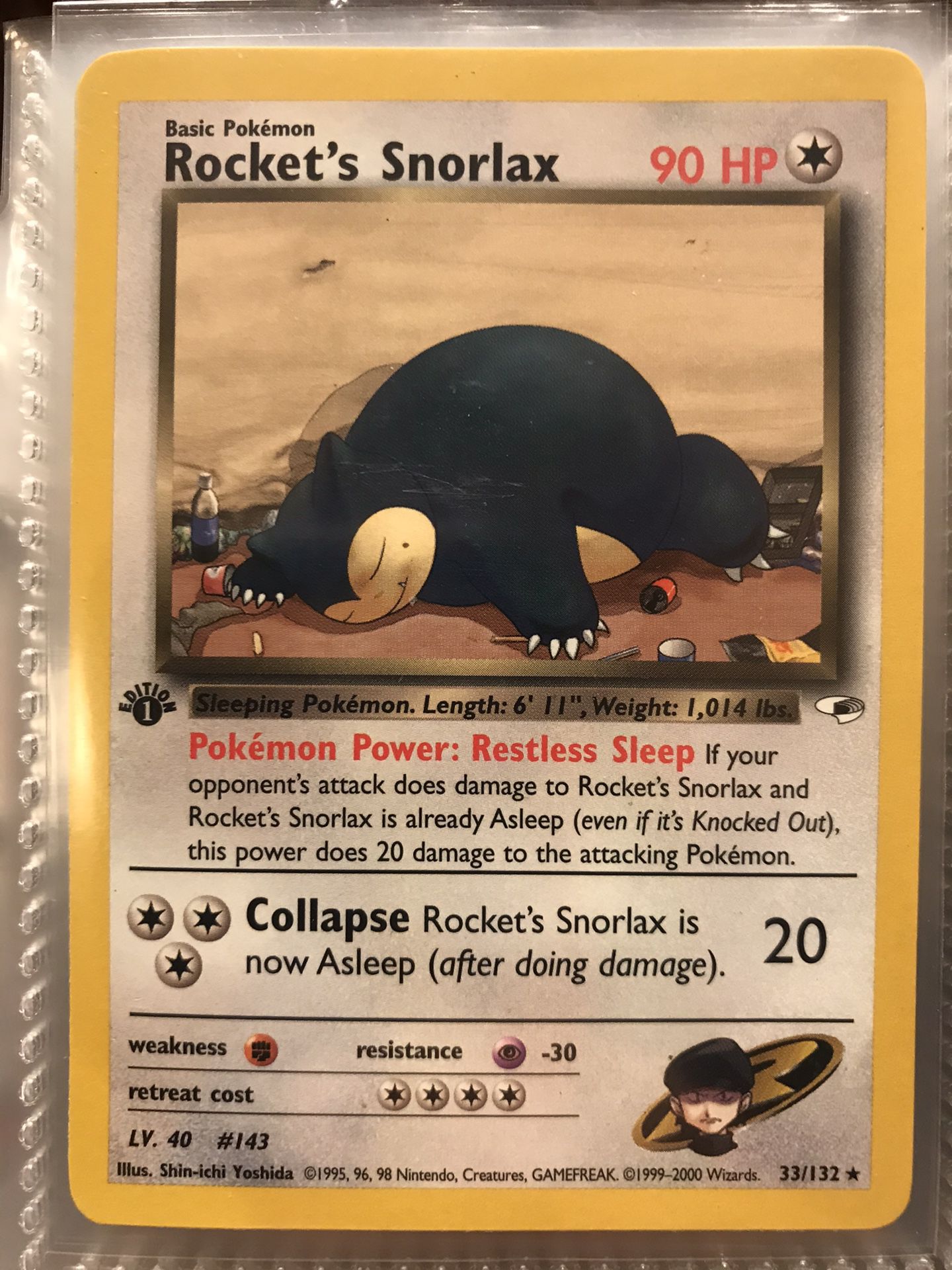 Pokemon 1st Edition Rockets Snorlax in excellent condition