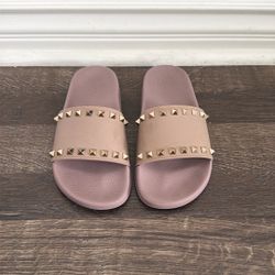 Valentino Rockstud Accents Rubber Slides