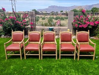 6 distressed Spanish style chairs