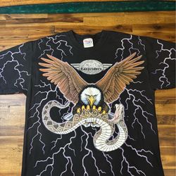 Vtg 90's Easyriders Motorcycle T-Shirt Black Mens L Eagle Snake Lightning