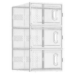  18 Pack Stackable Shoe Storage Boxes (X-Large, White) 