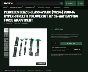 (Open Box) Rev9 R9-HS2-176_1 Hyper-Street II Damper Lowering Coilovers Kit Strut Shock Spring For Mercedes Benz C-Class 4Matic (W204) 2008-14 