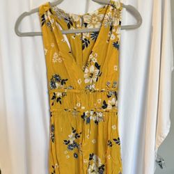 Women’s Japana Yellow Floral Dress, Size XS