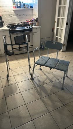 Walker and shower bench