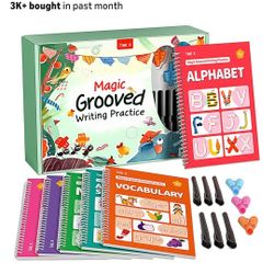 Magic Grooved Writing Practice Books for Kids (Reusable, Ages 3–8)