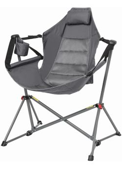 Grey Folding Swinging Camping Chair Members Mark