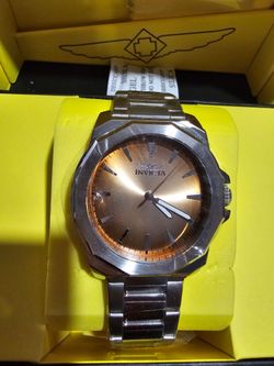 Invicta Stainless Steel Watch with Rose Gold Dial