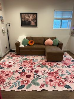 Brown L-Shaped Couch with Chaise